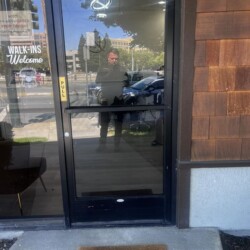 Glass door with mail slot